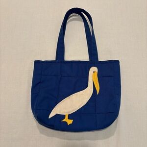 Vintage Quilted Pelican 10” Blue Tote Book Bag